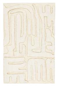 Eco Friendly Rugs: Lola Cream Abstract Cotton Washable Rug