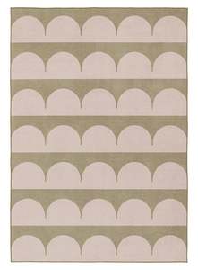 Textured Scandi Rugs: Cleo Blush and Sage Arch Pattern Indoor Outdoor Rug