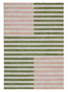 Vibrant Rugs: Chisa Green and Pink Washable Rug