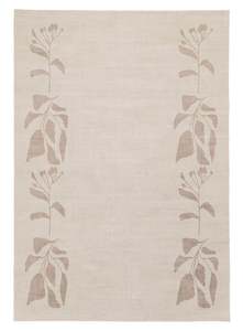 Solange Beige and Brown Botanical Border Washable Rug