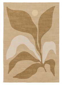Brown Rugs: Cece Beige and Brown Botanical Washable Rug