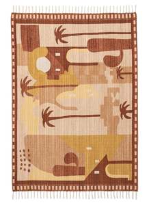 Sultry Summer Rugs: Donata Brown Mustard Boho Picnic Rug