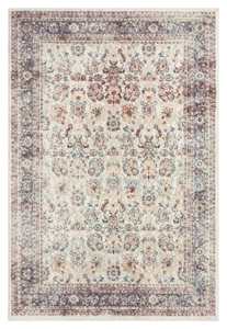 Purple Rugs: Addison Cream and Purple Multi-Colour Distressed Rug