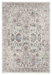 Purple Rugs: Jinnie Cream and Purple Multi-Colour Distressed Rug