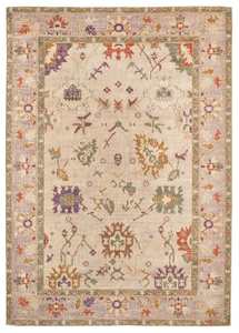 Purple Rugs: Olivia Boho Traditional Beige Purple and Coral Rug