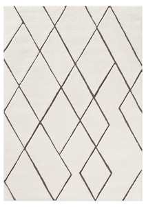 Kayla Cream and Charcoal Grey Tribal Shag Rug
