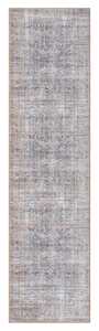 Red Rugs: Sorra Blue and Brown Traditional Distressed Washable Runner Rug