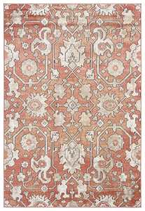 Red Rugs: Gracie Peach Terracotta Transitional Floral Motif Rug