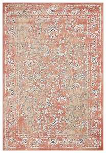 Yolanda Peach Terracotta Transitional Floral Motif Rug