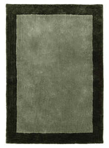 Green Rugs: Nuria Dark Green Bordered Shag Rug