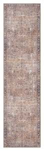 For Men: Anyel Brown and Blue Traditional Distressed Washable Runner Rug