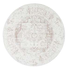 White Rugs: Cabanela Cream and Beige Washable Round Rug