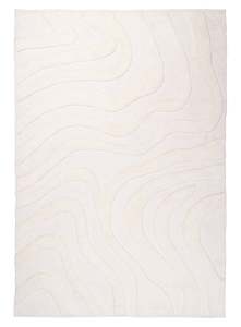 Animal Print Rugs: Eniko Abstract Cream Washable Wool Rug
