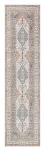 Orange Rugs: Priya Orange and Green Traditional Distressed Washable Runner Rug