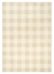 Yellow Rugs: Zira Neutral Beige Gingham Washable Rug