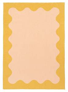 Yellow Rugs: Melody Pink and Yellow Wiggle Bordered Washable Rug
