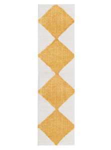 Yellow Rugs: Agatha Ivory and Yellow Checkered Runner Rug
