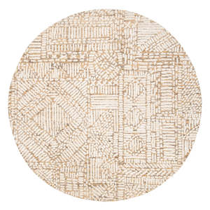 Yellow Rugs: Jordan Mustard and Beige Geometric Modern Round Rug
