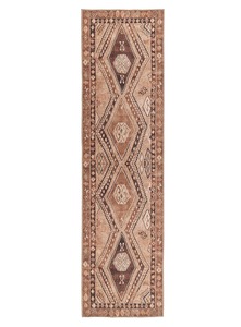 Runner Rugs: Necha Beige and Brown Tribal Washable Runner Rug