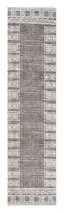 Raia Charcoal and Grey Tribal Distressed Washable Runner Rug