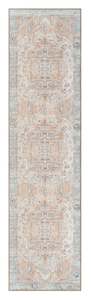 Ceren Orange and Blue Traditional Distressed Washable Runner Rug