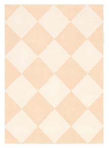 Yumi Peach Cream Checkered Washable Rug
