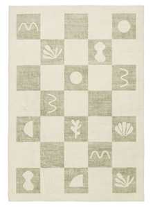 Pastel Rugs: Florenda Green and Cream Checkered Washable Rug