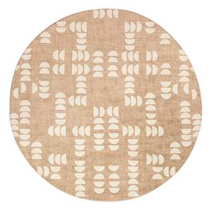 Alba Beige and Ivory Geometric Rollie Pollie Round Playmat