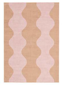 Beige Rugs: Zamora Beige and Pink Wave Washable Rug