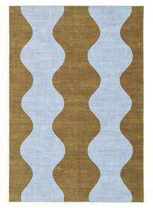 Nautical Rugs: Carmona Olive and Blue Wave Washable Rug