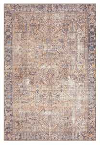 Nautical Rugs: Anyel Brown and Blue Traditional Distressed Washable Rug