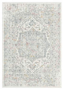 Traditional Rugs: Nasya Pink Yellow and Grey Traditional Medallion Rug