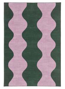 Cuenca Green and Purple Wave Washable Rug
