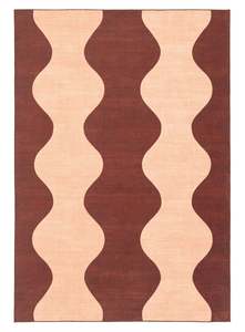 Merida Mulberry and Beige Wave Washable Rug