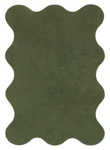 Large Rugs: Sandara Olive Scallop Washable Rug