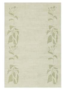 Glaiza Green Botanical Border Washable Rug