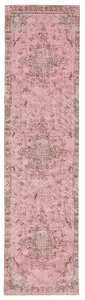 Sahara Turkish Style Pink Distressed Medallion Runner Rug