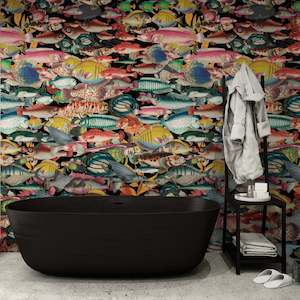 Fish n Chips Removable Bathroom Wallpaper