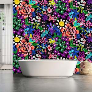 Bathroom Peel Stick: Night Blooms Removable Bathroom Wallpaper