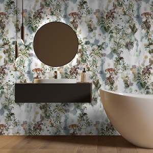 Bathroom Peel Stick: On the Prowl Removable Bathroom Wallpaper