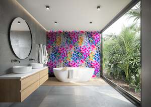 Bathroom Peel Stick: Chasing Rainbows Removable Bathroom Wallpaper