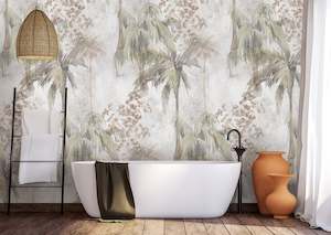 Bathroom Peel Stick: Relax in the Tropics Removable Bathroom Wallpaper