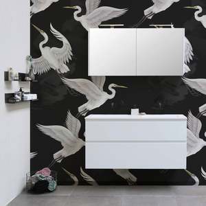 Bathroom Peel Stick: Eye of the Heron Removable Bathroom Wallpaper