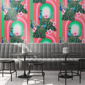 Peacocks in Miami Tiles by Miss Lolo