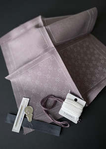 Sashiko Cotton Coaster Kit, Mushroom Grey