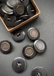 Cross Hatch Antique Crass Black Shank Buttons. 33mm