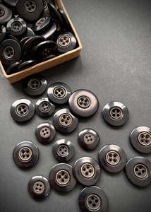 Black + Antique Brass Classic Black Buttons