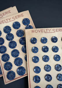 Vintage: Vintage Buttons, Rosette Marble Blue. two sizes