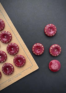 Vintage Glass Buttons - Merlot with Gold 18mm