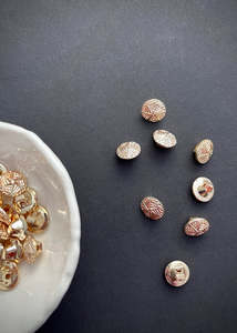 Vintage Gold Glass Buttons, 12mm